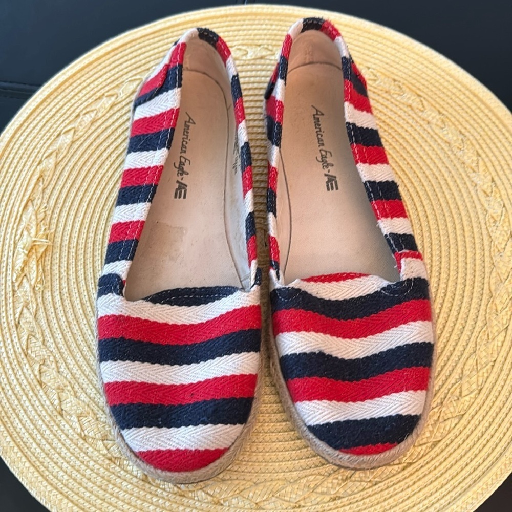 American Eagle Patriotic Striped Slip Ons - Size 8.5